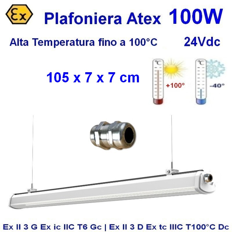 Plafoniera Atex 24vdc 100W , Atex Cat. 3